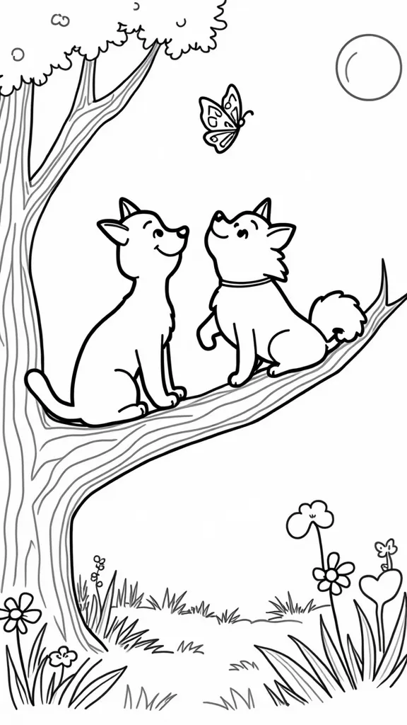 cat and dog coloring page